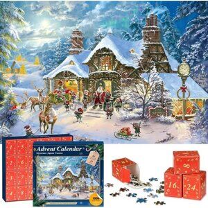 2025 Santa's Night Advent Calendar Puzzle - 1008 Pieces, Perfect for Kids & Home
